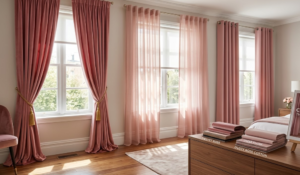 pink curtains